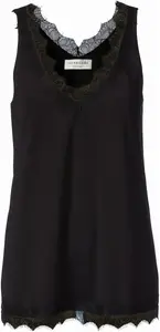 Майка Rosemunde "Billie Tank Top" с красивой винтажной кружевной отделкой на V-образном вырезе и подоле, черный
