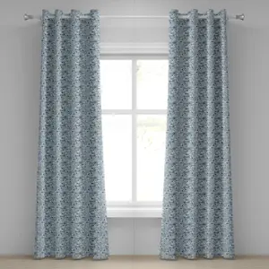 Синяя штора на люверсах ABAKUHAUS, аутентичная картина с изображением рыб с пузырьками под водой, дикая морская жизнь, иллюстрированная в стиле фанка, декоративные двухпанельные шторы на окно, 280 см x 175 см, синий цвет Abakuhaus