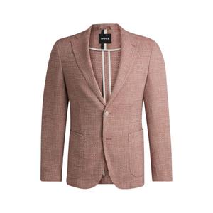 Приталенный блейзер из эластичного твида с микроузором BOSS, темно-оранжевый