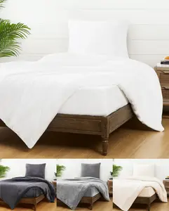 Комплект постельного белья из флиса Тедди JACK, однотонный, 135 x 200 см, плюшевый кашемировый оттенок, белый, серый, антрацитовый, кремовый, синий, черный, теплый, цвет: белый Jack