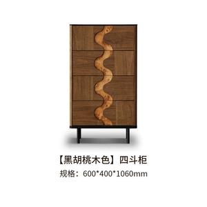 Yu Senyi Комод для гостиной и спальни из массива черного ореха, 4 ящика, винтажный стиль, установка на месте