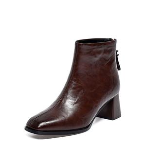 Devanro Коричневые женские полусапожки на каблуке 6 см, цвет Brown