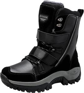 Женские зимние сапоги oiangi до середины икры с платформой, модные, с круглым носком, магической пряжкой, толстым плюшевым ремешком, длинные, удобные, с плюшевой подкладкой для улицы, Black