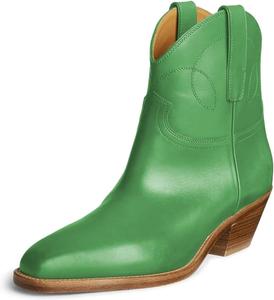 Женские закрытые ботинки YDN с квадратным носком, широкие голенища, вестерн-стиль, низкий устойчивый каблук, на молнии, для вечеринок и отпуска, размер 4-16 США, Green
