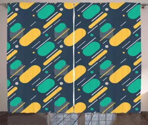 Шторы ABAKUHAUS с геометрическим рисунком в деревенском стиле, линии, круги, цвета, универсальные ленточные шторы для гостиной с петлями и крючками, 280 x 245 см, разноцветные