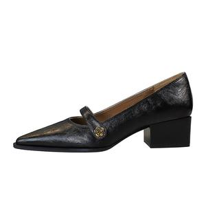 Туфли Мэри Джейн женские QITUMAUL, Black[Heel Height 3Cm]