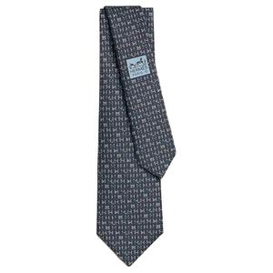 HERMES Мужской галстук из шелка тутового шелкопряда серо-голубой, Gray Blue
