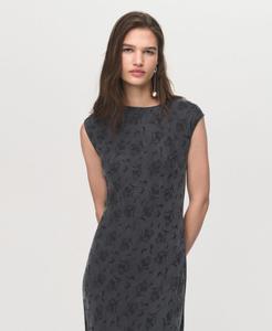 Женское атласное платье с цветочным жаккардовым узором MANGO, Charcoal