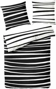 Комплект постельного белья Cotton Satin Reversible Waves, серый, белый, черный, 200x200 см Hahn