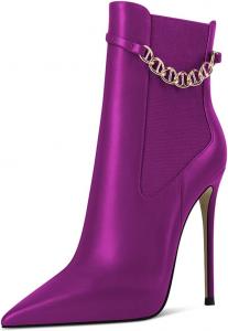 Женские ботильоны YDN с заостренным носком, на высокой шпильке, с цепочкой и эластичной молнией, праздничные туфли, размеры 4-15 US, Purple