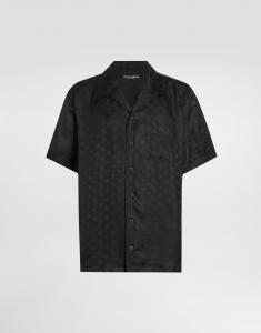 Гавайская рубашка из жаккарда с логотипом dg Dolce & Gabbana, черный