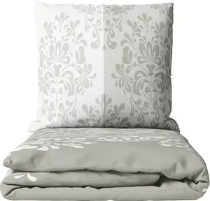 Комплект постельного белья из двух частей фланели, 135x200 см, бежевый/серо-коричневый с орнаментом, очень теплый, на молнии leonado vicenti