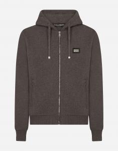 Худи из хлопкового джерси Dolce & Gabbana, серый