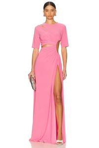 Собранное платье макси с разрезом Sid Neigum, Pink