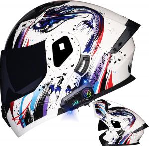 Шлем мотоциклетный AAREG с принтом, белый