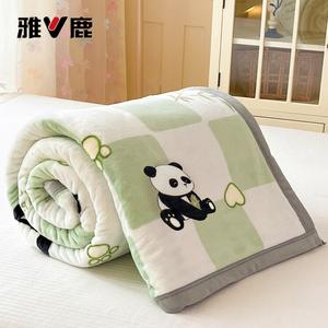 Yalu Двухслойное плед-одеяло из молочного вельвета 180х200 см, цвет Panda Garden - Green