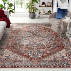 Ковер SAFAVIEH, 244 x 305 см, - коллекция Vintage Persian - большой - Rust & Navy, традиционный восточный медальонный дизайн, не линяет и легко чистится, идеально для гостиной, спальни, столовой (VTP426P)