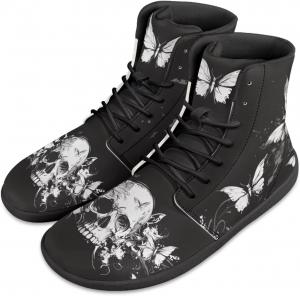 Кроссовки на высокой подошве с принтом бабочек JoyLamoria Bling Bling, кожаные шнуровки, модные высокие кеды, босоножки, широкая колодка, стиль Y2K для девочек, Skull Butterfly