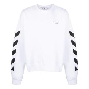 Толстовка Men's OFF-WHITE FW22 Side Stripe Alphabet Printing Straight Round Neck Long Sleeves Autumn White, белый