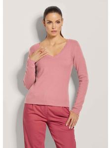 MADELEINE Свитер с V-образным вырезом и вырезом на спине, бледно-розового цвета