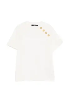 Футболка с декоративными пуговицами Balmain Kids, бежевый