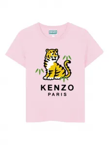 Футболка с принтом Tiger Kenzo Kids, розовый