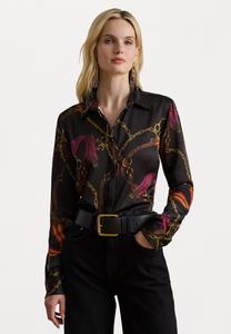 Блуза Lauren Ralph Lauren CLASSIC FIT BELTING-PRINT SATIN SHIRT, Black Multi/Black