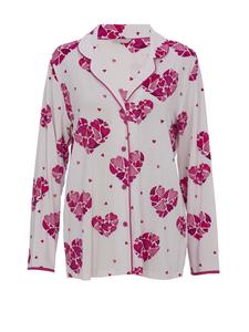 Cyberjammies Женская пижамная блузка Aria из трикотажа с принтом в виде сердечек, белая