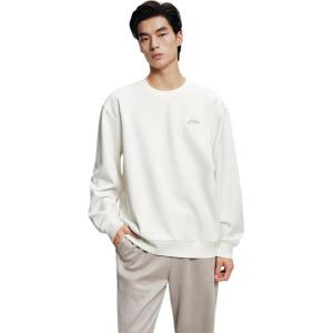 PEACEBIRD MEN Свитшот мужской Bright White 1 с круглым вырезом Moderate