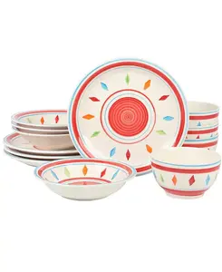 Набор столовых приборов Home Heidy из 12 предметов, расписанных вручную, на 4 персоны Gibson, red