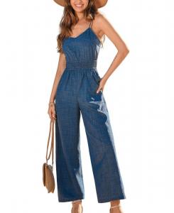 Женский элегантный синий комбинезон Cupshe, Medium blue