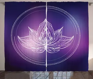 Штора ABAKUHAUS Galaxy Mandala в деревенском стиле, комната с цветком лотоса, универсальная ленточная штора для гостиной с петлями и крючками, 280 x 175 см, темно-фиолетовый Abakuhaus