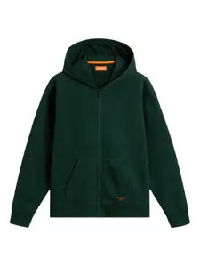 Худи на молнии с логотипом Woolrich Kids, зеленый