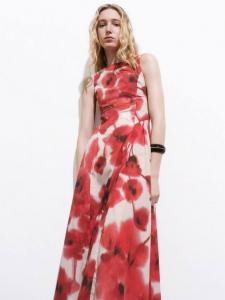 Платье миди Aquare с абстрактным цветочным принтом Mango, Beige/Multi