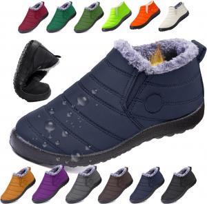 Женские и мужские босые зимние ботинки, теплые ботильоны на снег, с противоскользящей подошвой, широкой носочной частью, с меховой подкладкой, кроссовки Generic, синий