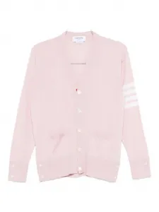 Кардиган из тонкого трикотажа с V-образным вырезом Thom Browne, розовый