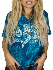 Блуза King Kameha Maori Chest, бирюзовый