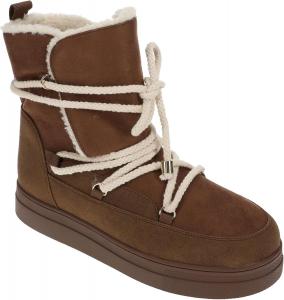 Женские зимние ботинки MIA Disa с подкладкой из искусственного меха и отделкой под замшу, Cognac