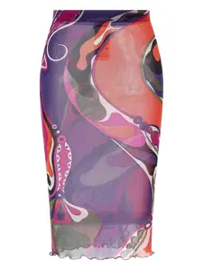 Юбка из тюля с принтом "Орхидеи" PUCCI, фиолетовый