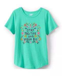 Футболка с короткими рукавами и графикой Big Girls Plus с изогнутым краем Lands' End, синий