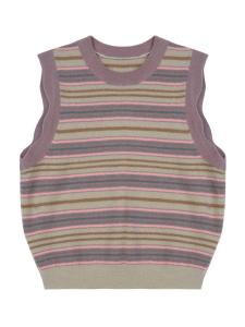 Детский полосатый вязаный жилет фиолетового цвета JNBY