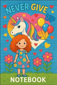 Never Give Up Notebook - Cute Unicorn Wall Art & Smiling Girl | Bright & Inspiring 6x9 Lined Blank Notebook for Students: Colorful Motivational ... Girl, Lined Journal for Unicorns Lovers (Independently published)