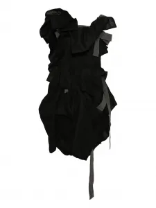 Льняное платье с драпировкой Yohji Yamamoto, черный