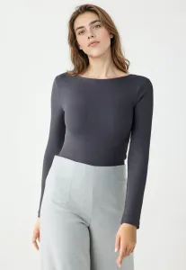 Облегающая блузка с вырезом-лодочкой и длинными рукавами. Jimmy Key, Anthracite