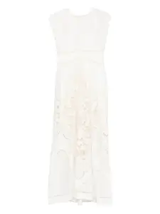 Кружевное платье с дневной талией Zimmermann, белый