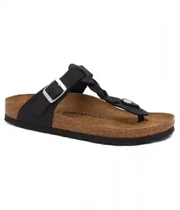 Кожаные шлепанцы Gizeh плетеные LEOI narrow fit Birkenstock, черный