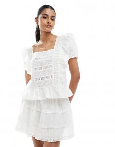 Топ ASOS DESIGN с квадратным вырезом и оборками в технике ришелье