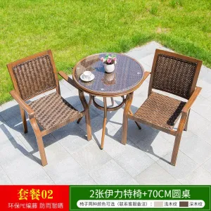 Комплект садовой мебели Green Water: 2 стула, стол стеклянный круглый, 70 см (№2)