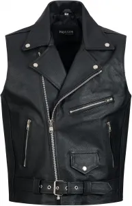 Жилет PAULGOS BW2 из кожи, байкерский, рокерский, для мотоклуба, черный, black