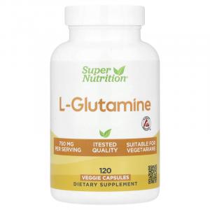 Super Nutrition, L-глютамин, 750 мг, 120 растительных капсул